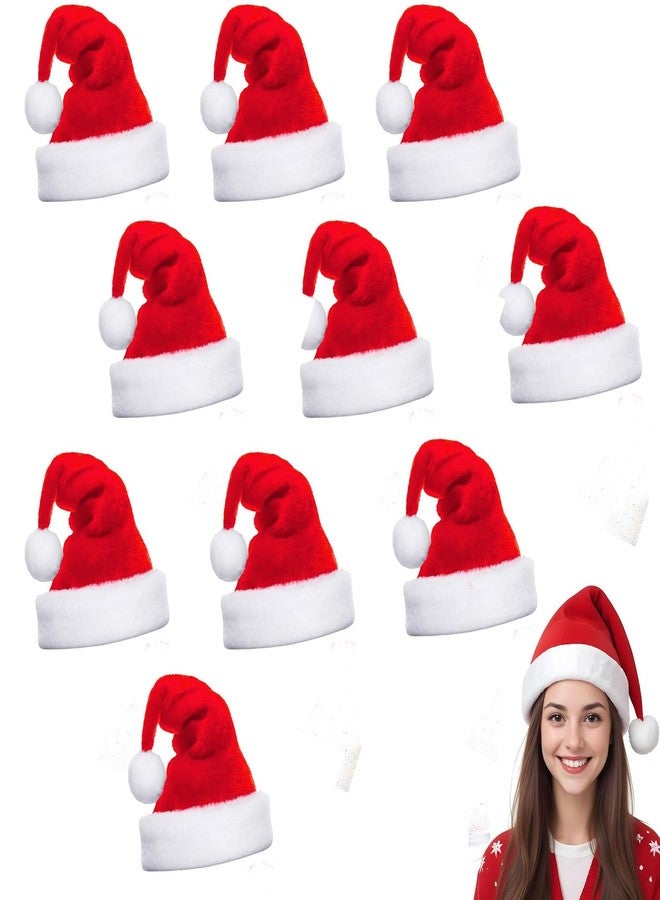 SAI PRASEEDA قبعات سانتا المخملية الناعمة من ساي براسيدا لعيد الميلاد - عبوة من 10 قطع | لون أحمر وأبيض | قبعة عيد الميلاد الكلاسيكية للأطفال والكبار، للحفلات والمدرسة واحتفالات الأعياد BIVCTH2 - Image 1